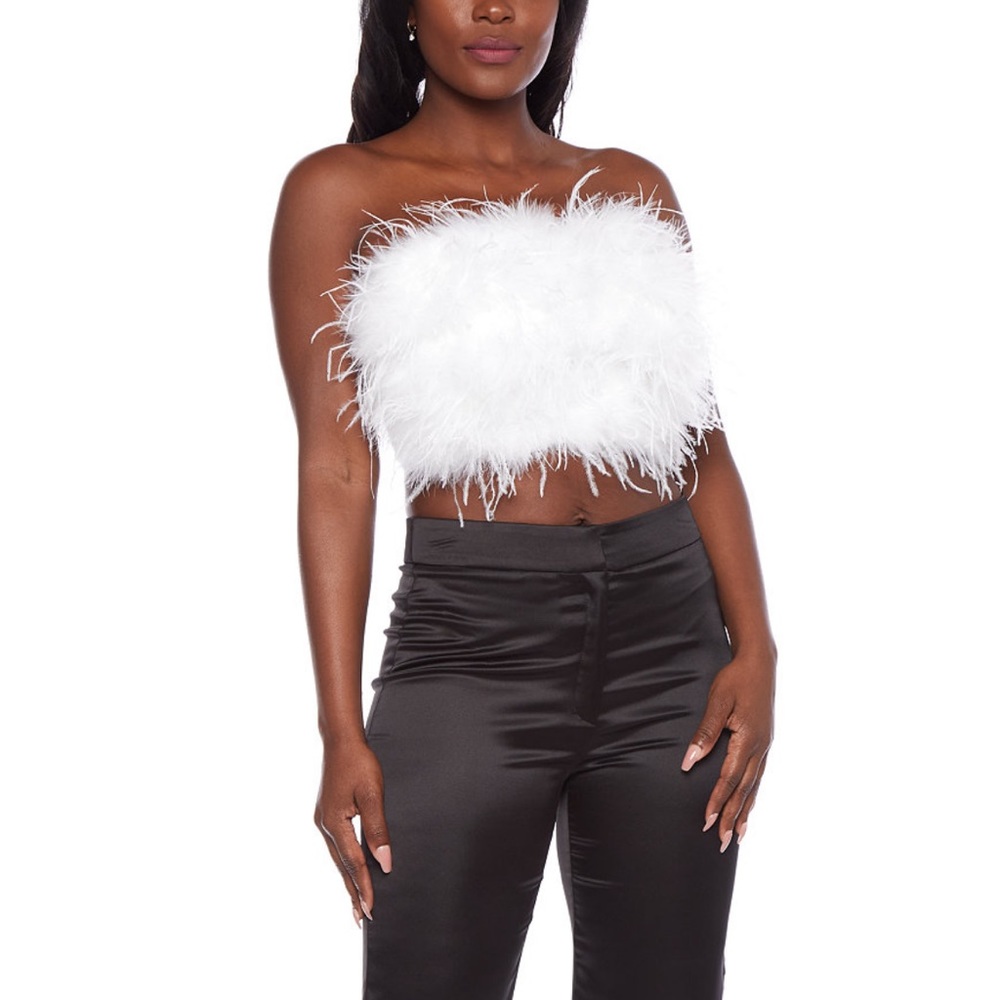 White real feather top